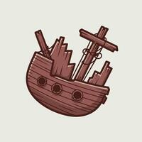 A cartoon ship with a cross on it vector