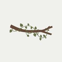A branch with leaves and vines on it vector