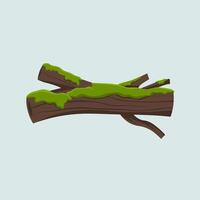 Logs with moss on them, flat style vector