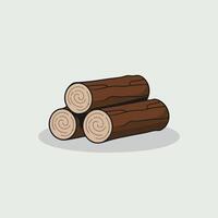 A Flat-Style Firewood log on a Plain White Background vector