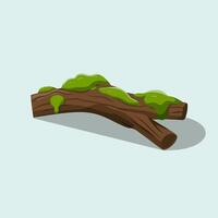 A cartoon illustration of a log with green moss vector