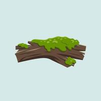 A cartoon illustration of a log with green moss vector