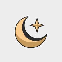A crescent and star icon on a white background vector