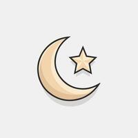 A crescent and star icon on a white background vector