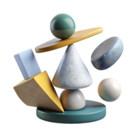 beautiful rustic Abstract Geometric Shapes Representing Balance with Pastel Tones Transparent Background high quality png