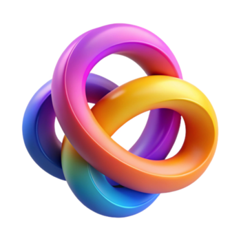 vivace astratto astratto incastro cerchi che rappresentano unità con vivace colori trasparente sfondo professionale png