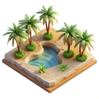 vibrant modern Aerial Perspective of Desert Oasis with Palm Trees Transparent Background authentic png