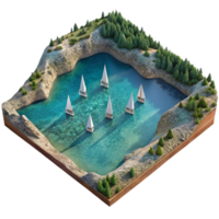 impressive rustic Aerial Photograph of Lake with Sailboats Transparent Background high resolution png