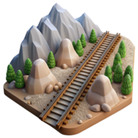 serene artistic Aerial Photo of Train Tracks Through Mountains Transparent Background premium png