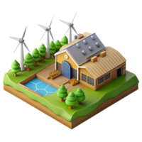 magnificent rustic Aerial View of Farm with Wind Turbines Isolated professional png