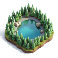 serene modern Aerial View of Lake Surrounded by Trees Transparent Background original png