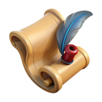 stunning rustic Ancient Scroll with Quill Cutout Top View premium png