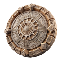 impressive minimalist Aztec Calendar Stone Carved Detail Transparent Background 4K png
