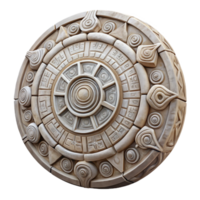 wonderful abstract Aztec Calendar Stone Carved Detail Transparent Background 4K png