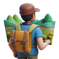 beautiful creative Backpacker Looking at Scenic View Isolated exclusive png