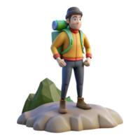 stunning vintage Backpacker Standing on Mountaintop Transparent high resolution png