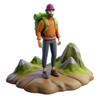 serene minimalist Backpacker Standing on Mountaintop Transparent high resolution png