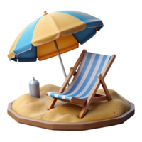 magnificent minimalist Beach with Umbrella and Chair Isolated Element authentic png