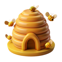 elegant artistic Beehive with Bees Activity Scene Isolated Element high resolution png