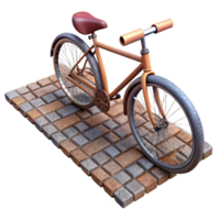 magnificent minimalist Bicycle on Cobblestone Street Isolated Element authentic png