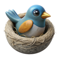 elegant rustic Bird Building a Nest Cutout Isolated 4K png