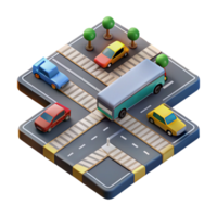 beautiful abstract Birdseye View of Traffic Intersection at Rush Hour Transparent Background professional png