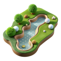 beautiful abstract Birdseye View of Golf Course with Water Hazards Transparent Background premium png