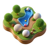impressive rustic Birdseye View of Golf Course with Water Hazards Transparent Background high quality png