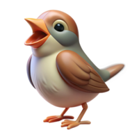 serene creative Bird with Open Beak Singing Isolated on Transparent Background high resolution png