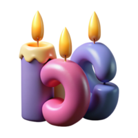 serene rustic Birthday Candles Numbered Isolated Element authentic png