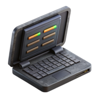 wunderbar zeitgenössisch schwarz Laptop mit Codierung auf Bildschirm Seite Aussicht isoliert Element Fachmann png