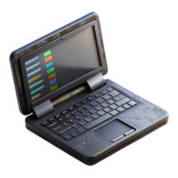 stunning artistic Black Laptop with Coding on Screen Side View Isolated Element exclusive png