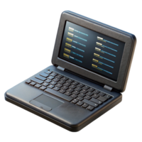 extraordinary rustic Black Laptop with Coding on Screen Side View Isolated Element 4K png