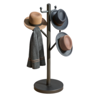 dramatic abstract Black Metal Coat Rack with Hats and Coats Isolated high quality png
