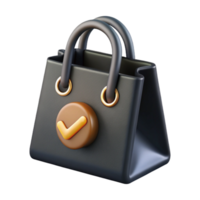 impressive abstract Black Shopping Bag with Online Purchase Confirmation Isolated 4K png