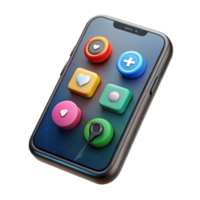 extraordinaire rustique noir téléphone intelligent avec social médias app interface isolé authentique png