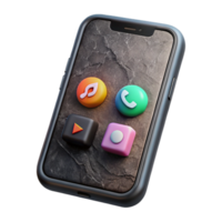 extraordinary creative Black Smartphone with Social Media App Interface Isolated high resolution png