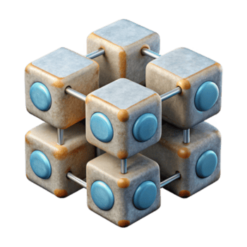 magnifique minimaliste blockchain cube structure connecté nœuds transparent haute qualité png