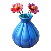 impressive rustic Blue Glass Vase with Flowers Isolated Element high quality png
