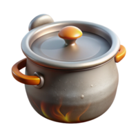 vibrant traditional Boiling Pot Side View Isolated Element premium png
