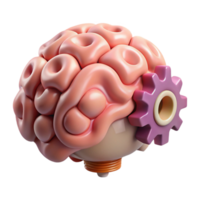 impressive artistic Brain with Gears Working Mechanism Isolated authentic png