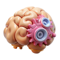 elegant rustic Brain with Gears Working Mechanism Isolated detailed png
