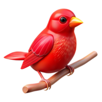 wonderful abstract Bright Red Bird on Branch Transparent Background professional png