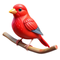 impressive minimalist Bright Red Bird on Branch Transparent Background high resolution png
