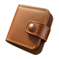 serene creative Brown Leather Wallet with Stitching Isolated high resolution png