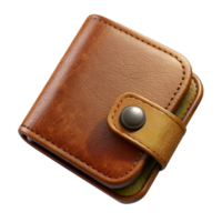 vibrant rustic Brown Leather Wallet Top View Isolated Element 4K png