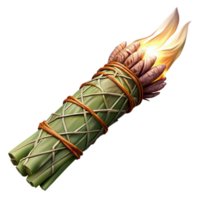 dramatic creative Burning Sage Smudge Stick Transparent Background high quality png