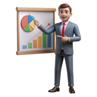 magnificent rustic Businessman Pointing at Chart Isolated on White high resolution png