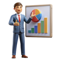 impressive abstract Businessman Pointing at Chart Isolated on White high resolution png