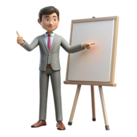 elegant modern Businessman Pointing at Whiteboard Side View Isolated high resolution png